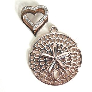 Rose Gold Sand Dollar and Heart Pendant Charms